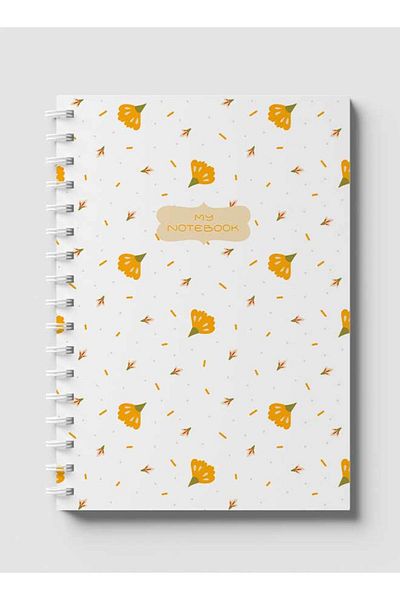 LOWHA Spiral Notebook with Front and Back Hard Covers Featuring Leaves Design