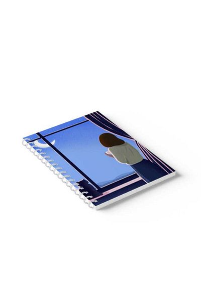 LOWHA Spiral Notebook with Front and Back Hard Covers Featuring Through the Window Design