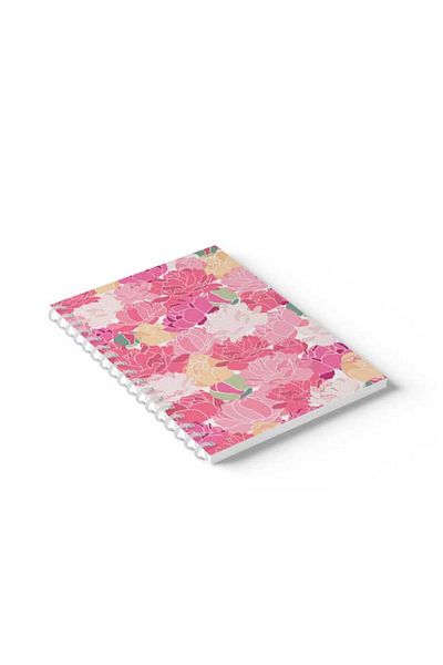 LOWHA Spiral Notebook with Front and Back Hard Covers Featuring Flowers Design
