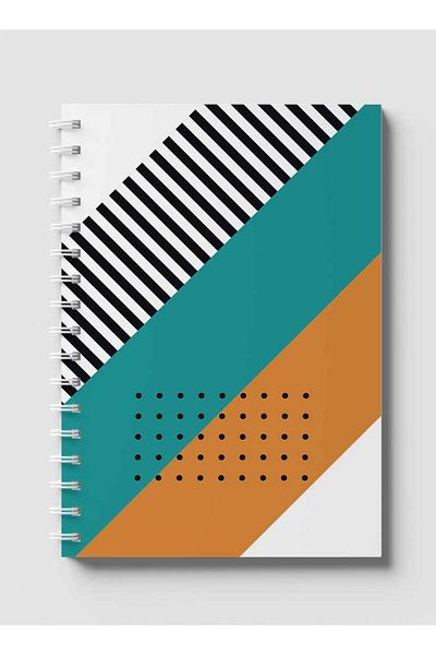 LOWHA Spiral Notebook with Front and Back Hard Covers Featuring Abstract Stripes Design