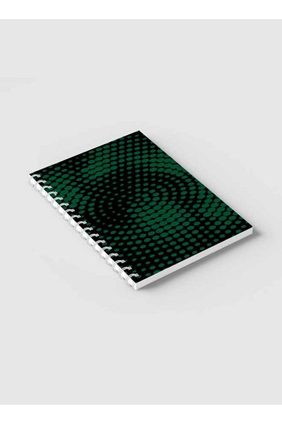 LOWHA Spiral Notebook with Front and Back Hard Covers Featuring Swirl Halftone Green Design