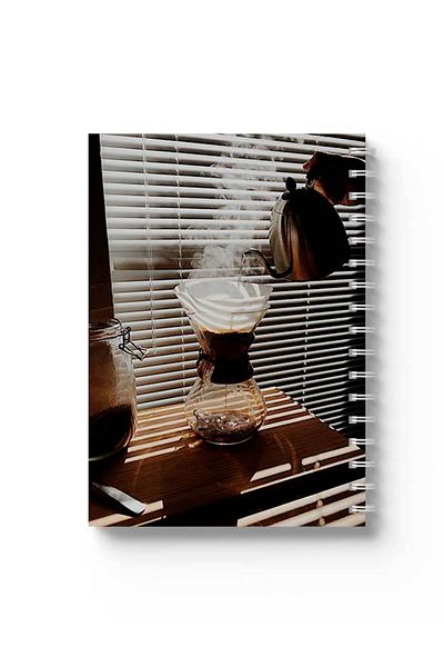LOWHA Spiral Notebook with Front and Back Hard Covers Featuring Coffee Design