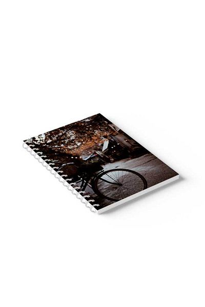 LOWHA Spiral Notebook with Front and Back Hard Covers Featuring Bicycle Design
