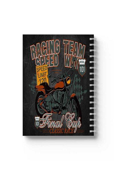 LOWHA Spiral Notebook with Front and Back Hard Covers Featuring Racing Team Design