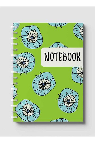 LOWHA Spiral Notebook with Front and Back Hard Covers Featuring Notebook Hippie Flowers Design
