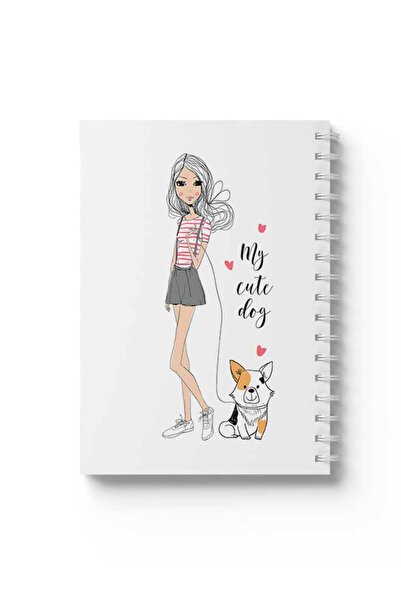 LOWHA دفتر ملاحظات حلزوني مع غلافين أمامي وخلفي صلبين بتصميم كلبي اللطيف