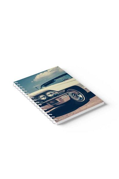 LOWHA Spiral Notebook with Front and Back Hard Covers Featuring Classic Car Design