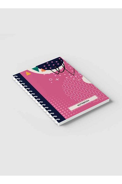 LOWHA Spiral Notebook with Front and Back Hard Covers Featuring Abstract Geometric Design