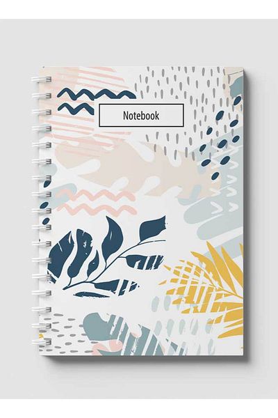 LOWHA Spiral Notebook with Front and Back Hard Covers Featuring Abstract Floral Design