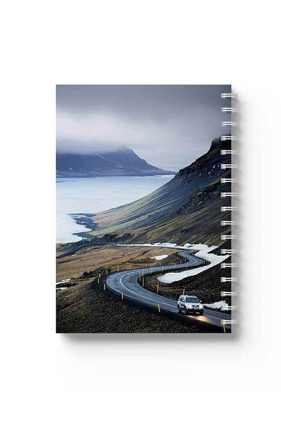 LOWHA Spiral Notebook with Front and Back Hard Covers Featuring Mountain Alley Design