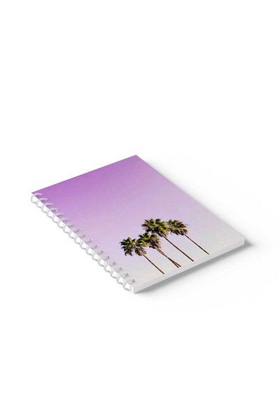 LOWHA Spiral Notebook with Front and Back Hard Covers Featuring Palms Design