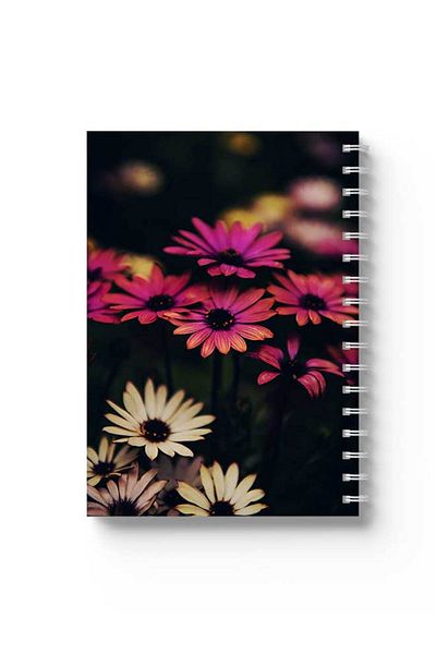 LOWHA Spiral Notebook with Front and Back Hard Covers Featuring Flowers Design