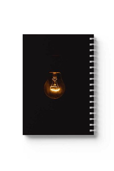 LOWHA Spiral Notebook with Front and Back Hard Covers Featuring Lamp Design