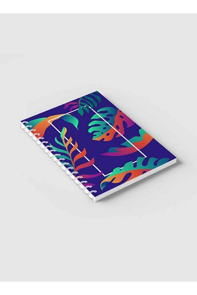 LOWHA Spiral Notebook with Front and Back Hard Covers Featuring Tropic Leaf Design