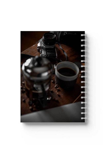 LOWHA Spiral Notebook with Front and Back Hard Covers Featuring Coffee Design