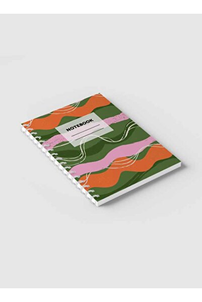LOWHA Spiral Notebook with Front and Back Hard Covers Featuring Cover with Lines & Shapes Design