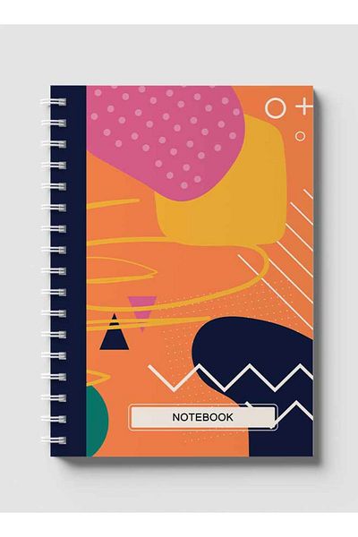 LOWHA Spiral Notebook with Front and Back Hard Covers Featuring Abstract Geometric Design