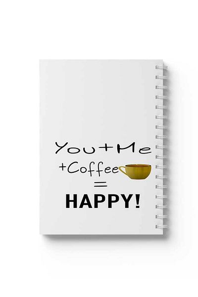 LOWHA Spiral Notebook with Front and Back Hard Covers Featuring You+Me+Coffee Design