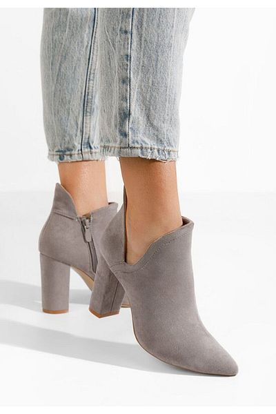 B T Shoes Iryma grey chunky heel ankle boots