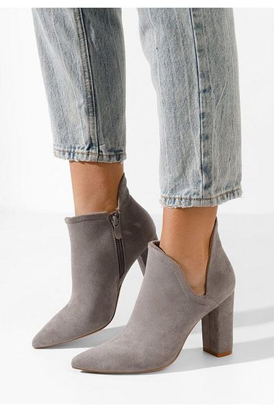 B T Shoes Iryma grey chunky heel ankle boots