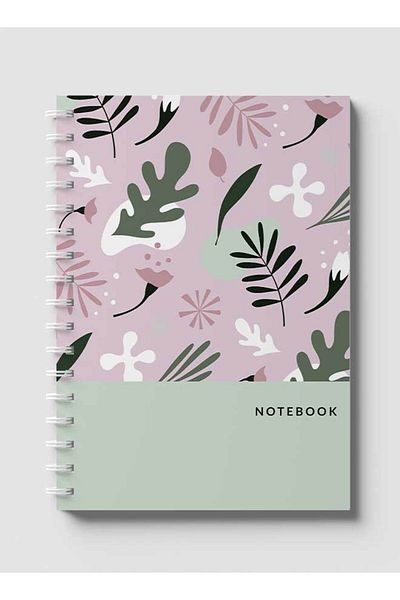 LOWHA Spiral Notebook with Front and Back Hard Covers Featuring Floral Pink Design