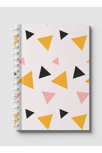 LOWHA Spiral Notebook with Front and Back Hard Covers Featuring Memphis Abstract Shapes Design