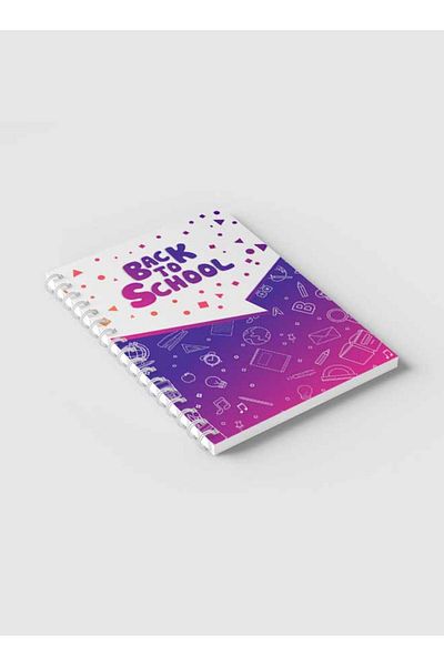 LOWHA Spiral Notebook with Front and Back Hard Covers Featuring Back to School Gradient Design