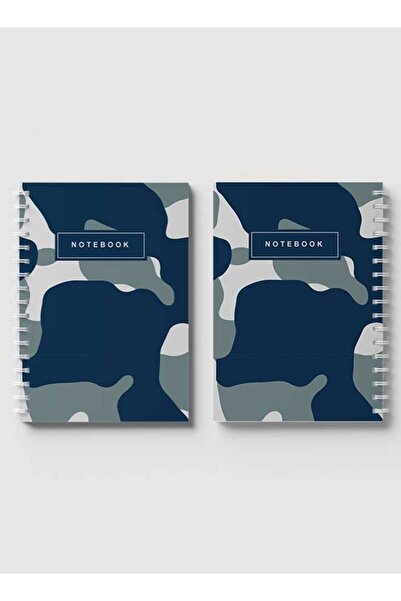 LOWHA دفتر ملاحظات حلزوني مع غلافين أمامي وخلفي صلبين بتصميم تجريدي مموه للجيش