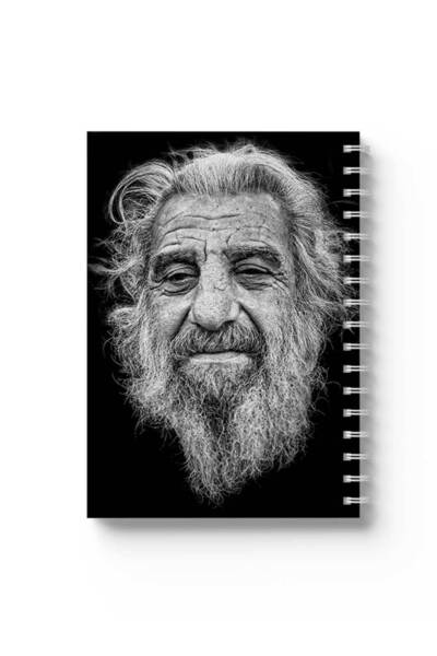 LOWHA دفتر ملاحظات حلزوني مع غلافين أمامي وخلفي صلبين بتصميم رجل عجوز