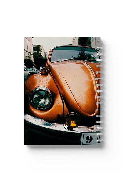LOWHA Spiral Notebook with Front and Back Hard Covers Featuring Vintage Car Design