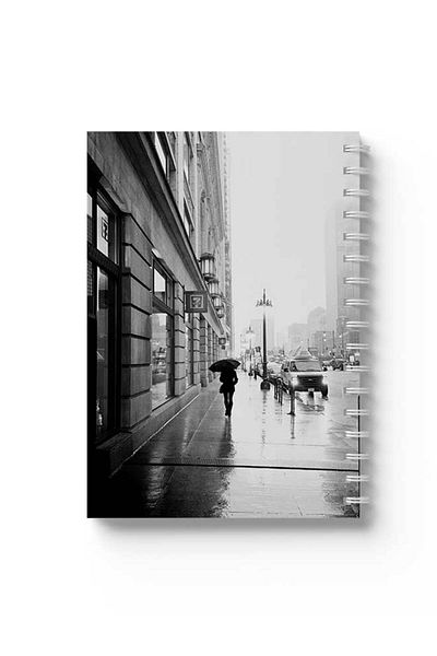 LOWHA Spiral Notebook with Front and Back Hard Covers Featuring Walking Alone Design