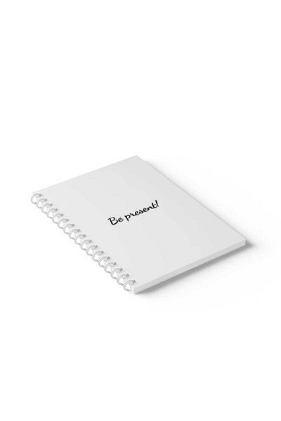 LOWHA Spiral Notebook with Front and Back Hard Covers Featuring Be Present Design