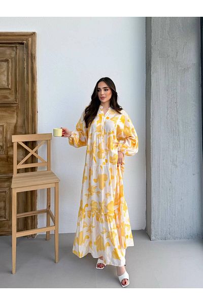 JESSE STORY Women's Hijab Dress Modal Fabric Floral Pattern Dress