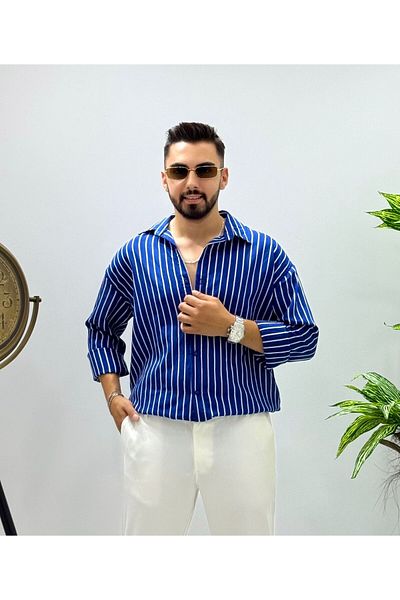 JACK CAPRİO Ανδρικό λινό πουκάμισο Flam ριγέ νέας σεζόν