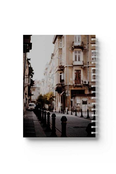 LOWHA Spiral Notebook with Front and Back Hard Covers Featuring Classic Street Design