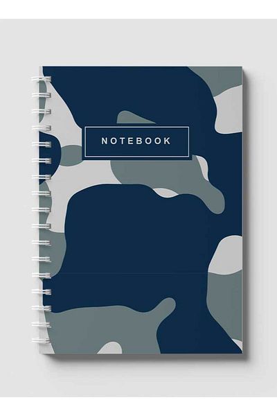 LOWHA Spiral Notebook with Front and Back Hard Covers Featuring Army Camouflage Abstract Design