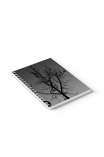 LOWHA Spiral Notebook with Front and Back Hard Covers Featuring Tree Design