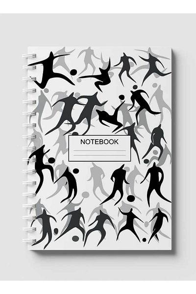 LOWHA Spiral Notebook with Front and Back Hard Covers Featuring Silhouettes of Football Design