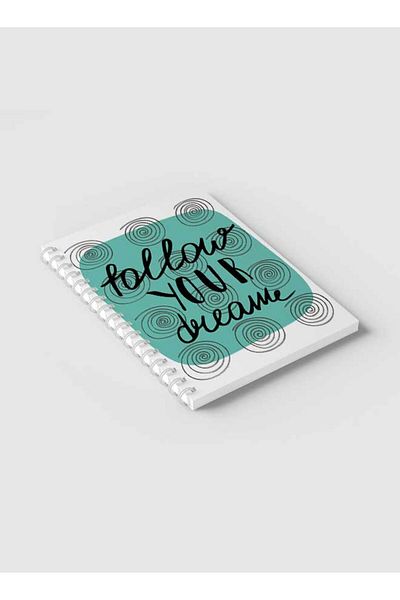 LOWHA Spiral Notebook with Front and Back Hard Covers Featuring Follow Your Dream Doodle Design