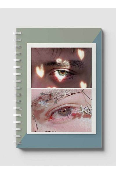LOWHA Spiral Notebook with Front and Back Hard Covers Featuring Eyes Design