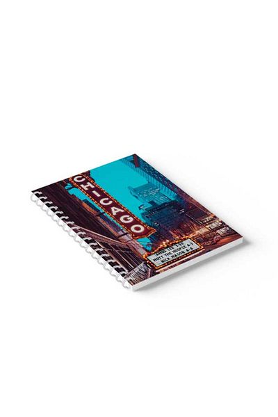 LOWHA Spiral Notebook with Front and Back Hard Covers Featuring Chicago Design