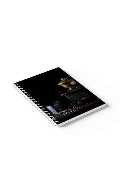 LOWHA Spiral Notebook with Front and Back Hard Covers Featuring Coffee Design
