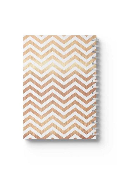 LOWHA Spiral Notebook with Front and Back Hard Covers Featuring Zig Zag Design