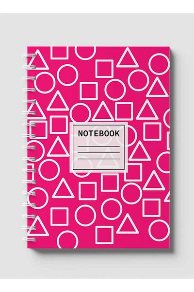 LOWHA Spiral Notebook with Front and Back Hard Covers Featuring Squid Game Shapes Design