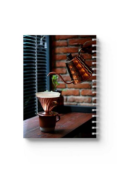 LOWHA Spiral Notebook with Front and Back Hard Covers Featuring Coffee Design