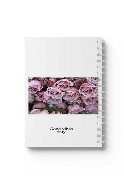 LOWHA Spiral Notebook with Front and Back Hard Covers Featuring Good Vibes Only Design