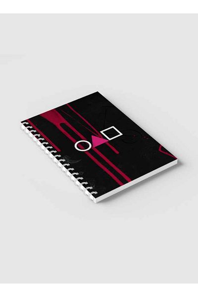 LOWHA Spiral Notebook with Front and Back Hard Covers Featuring Squid Game Shapes Design