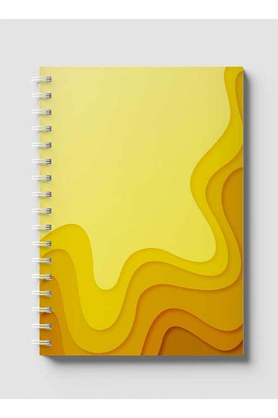 LOWHA Spiral Notebook with Front and Back Hard Covers Featuring Abstract Yellow Paper Cut Style Design