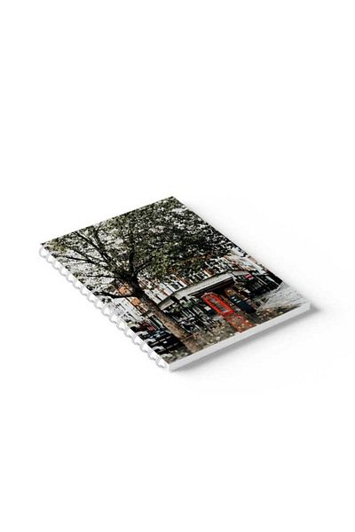 LOWHA Spiral Notebook with Front and Back Hard Covers Featuring Phone Booth Design