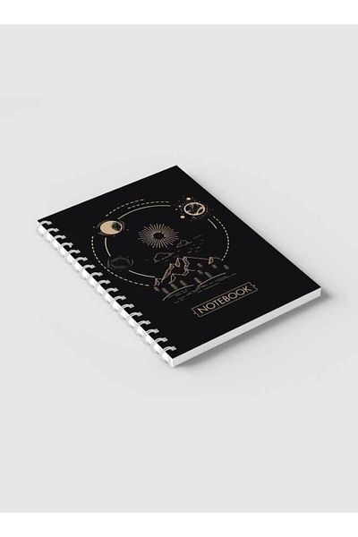 LOWHA Spiral Notebook with Front and Back Hard Covers Featuring Nature & Space Design